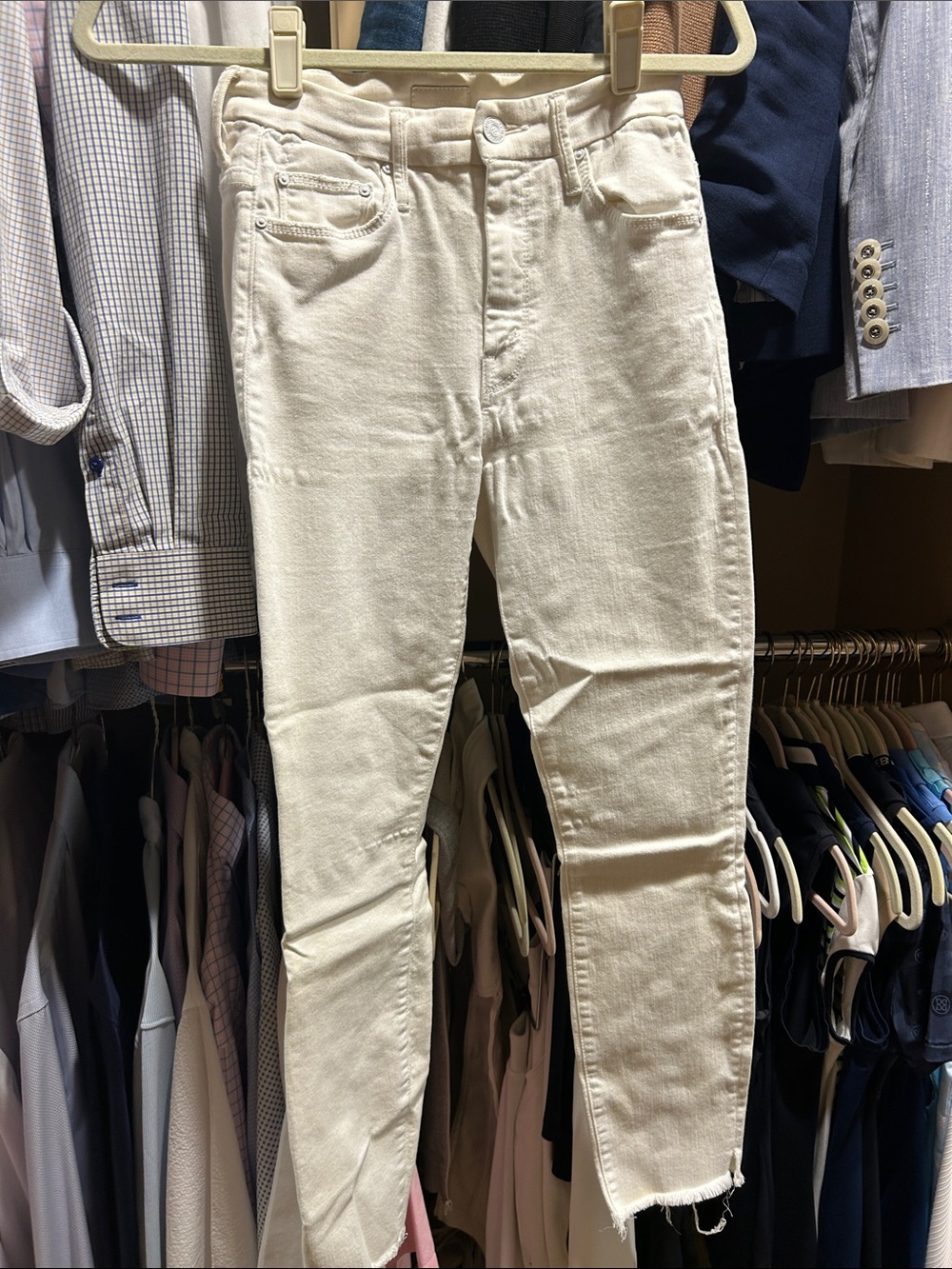 MOTHER womens white Skinny Jeans
